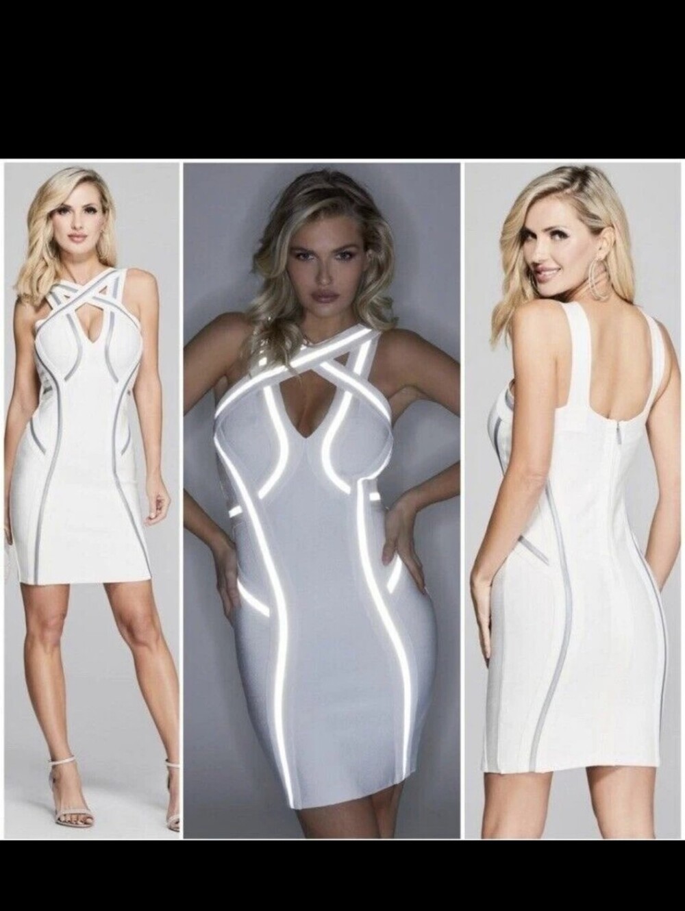 Marciano White Let It Glow Bandage Mini Dress XS Stretch